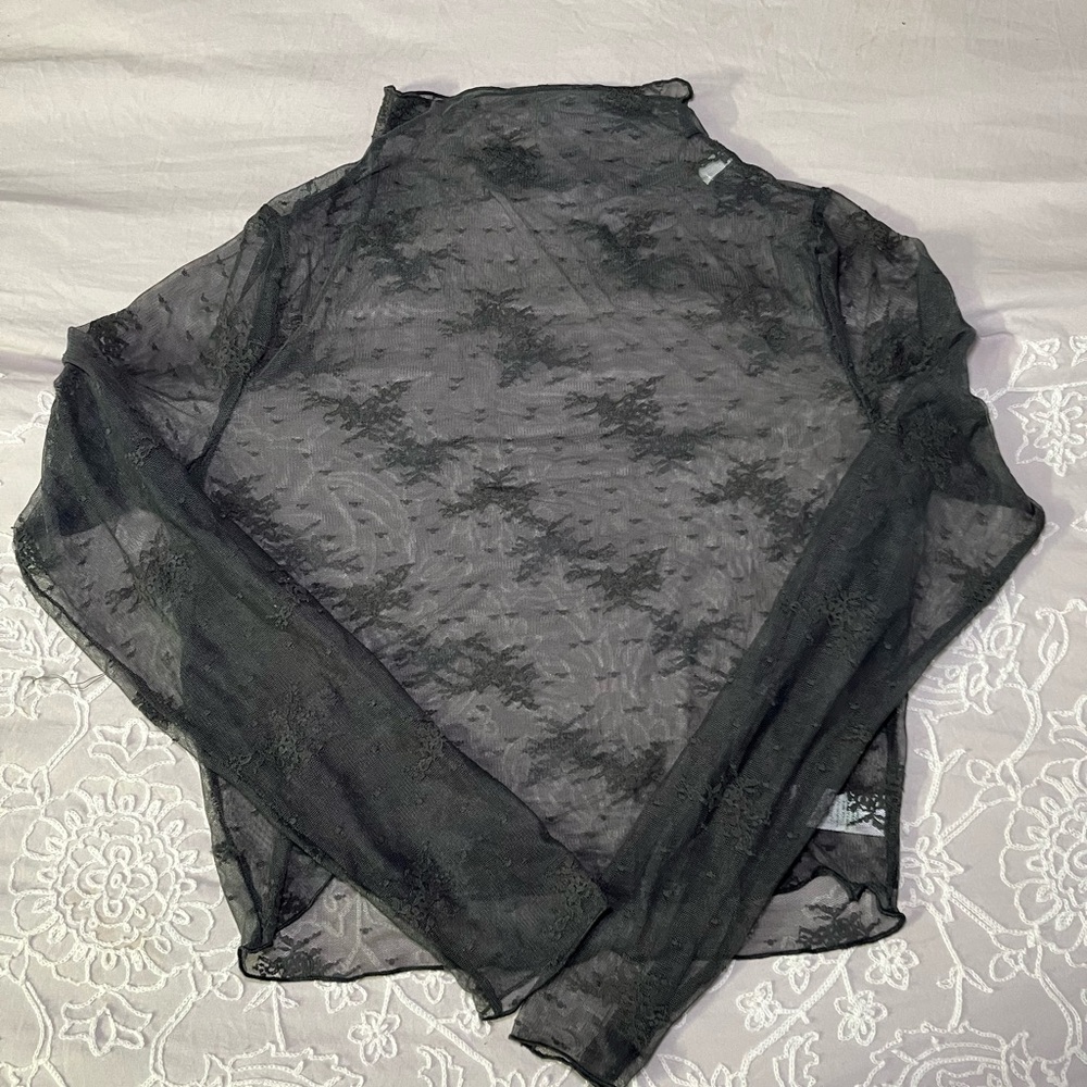 aerie mock neck sheer top